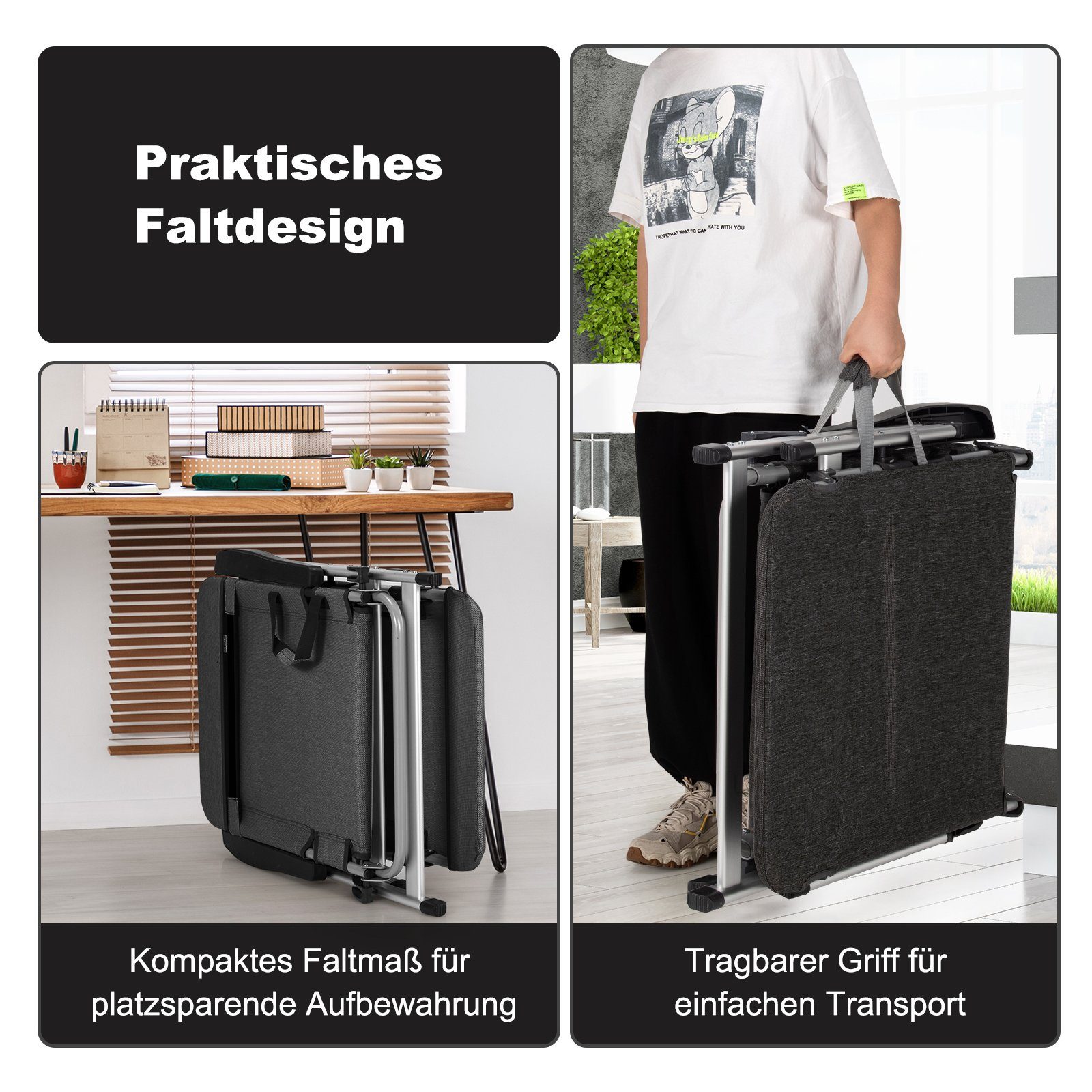 COSTWAY Gartenliege Sonnenliege, 7 einstellbaren Rücklehnpositionen, klappbar