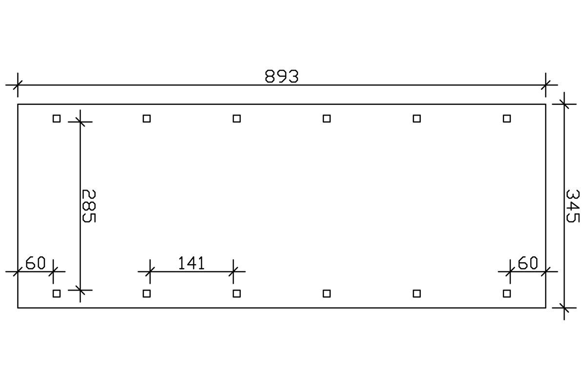Skanholz Einzelcarport Spreewald, BxT: 345x893 cm, 206 cm Einfahrtshöhe