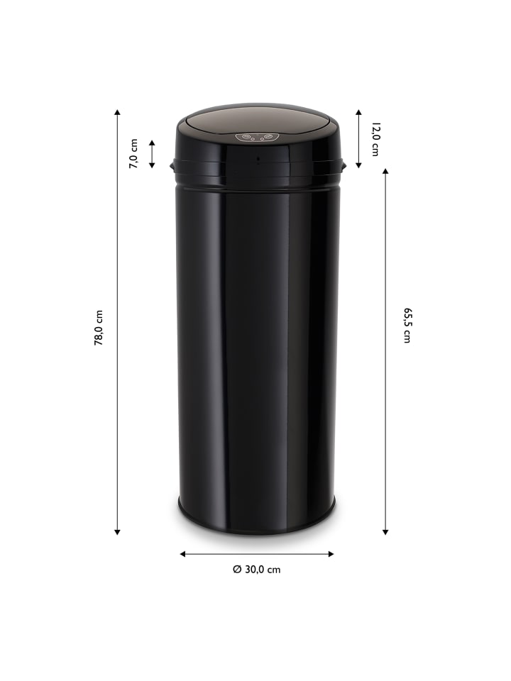 Echtwerk Edelstahl Abfalleimer mit Sensor 42 l in Schwarz günstig kaufen onesize