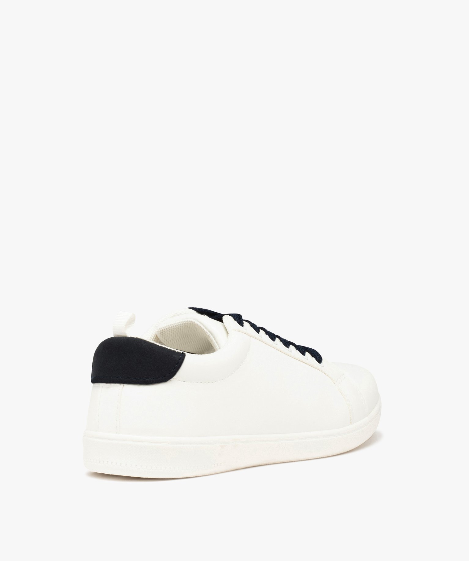 Baskets femme unies à lacets contrastés blanc | GEMO
