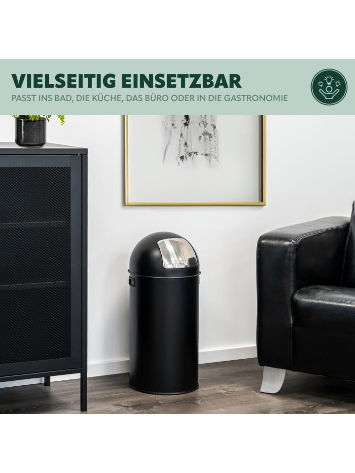 eluno Pushmülleimer 35 Liter aus Stahlblech, Retro Abfalleimer mit abnehmbarem Deckel günstig kaufen onesize