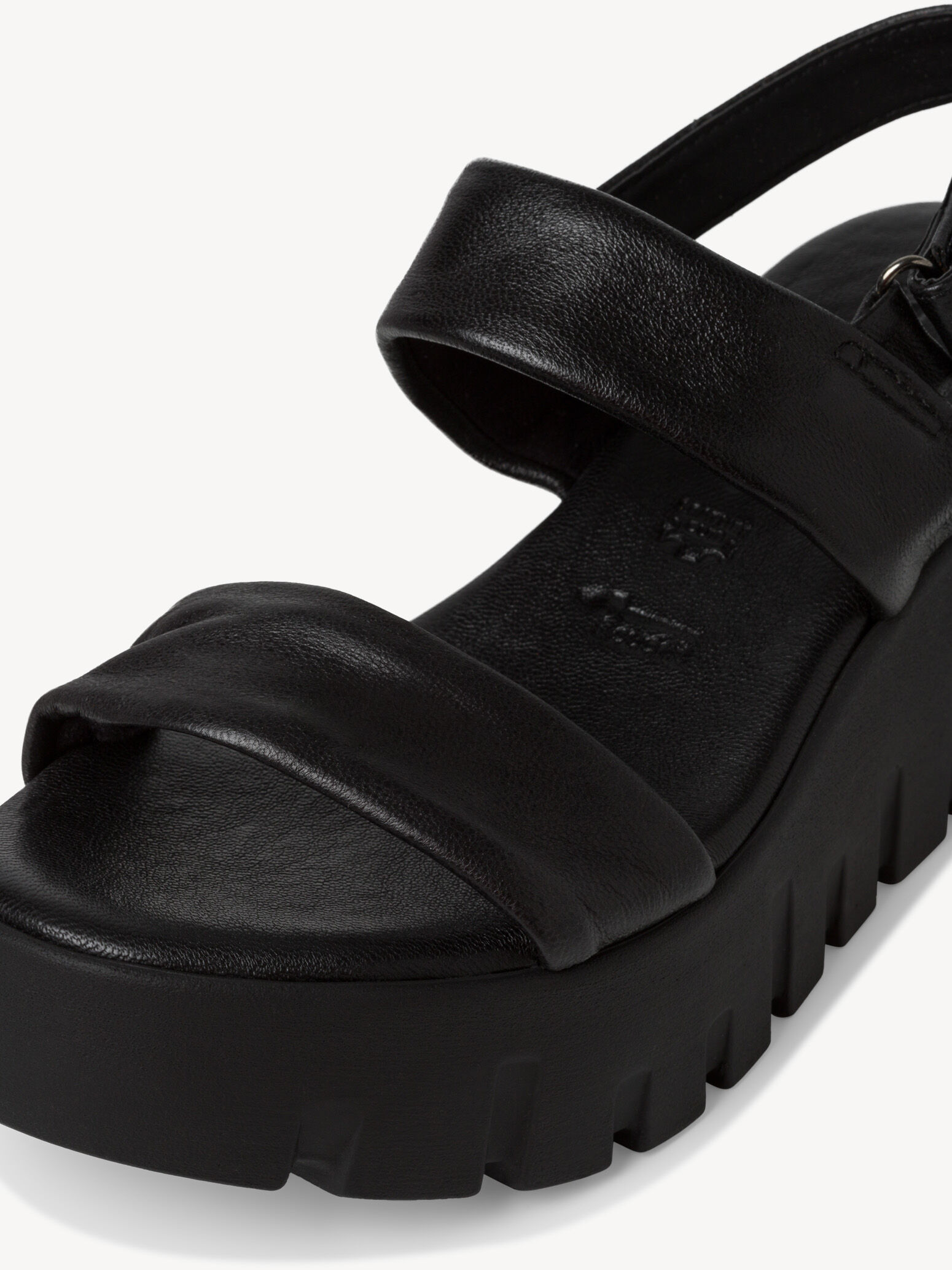 Sandale à talon en cuir - noir