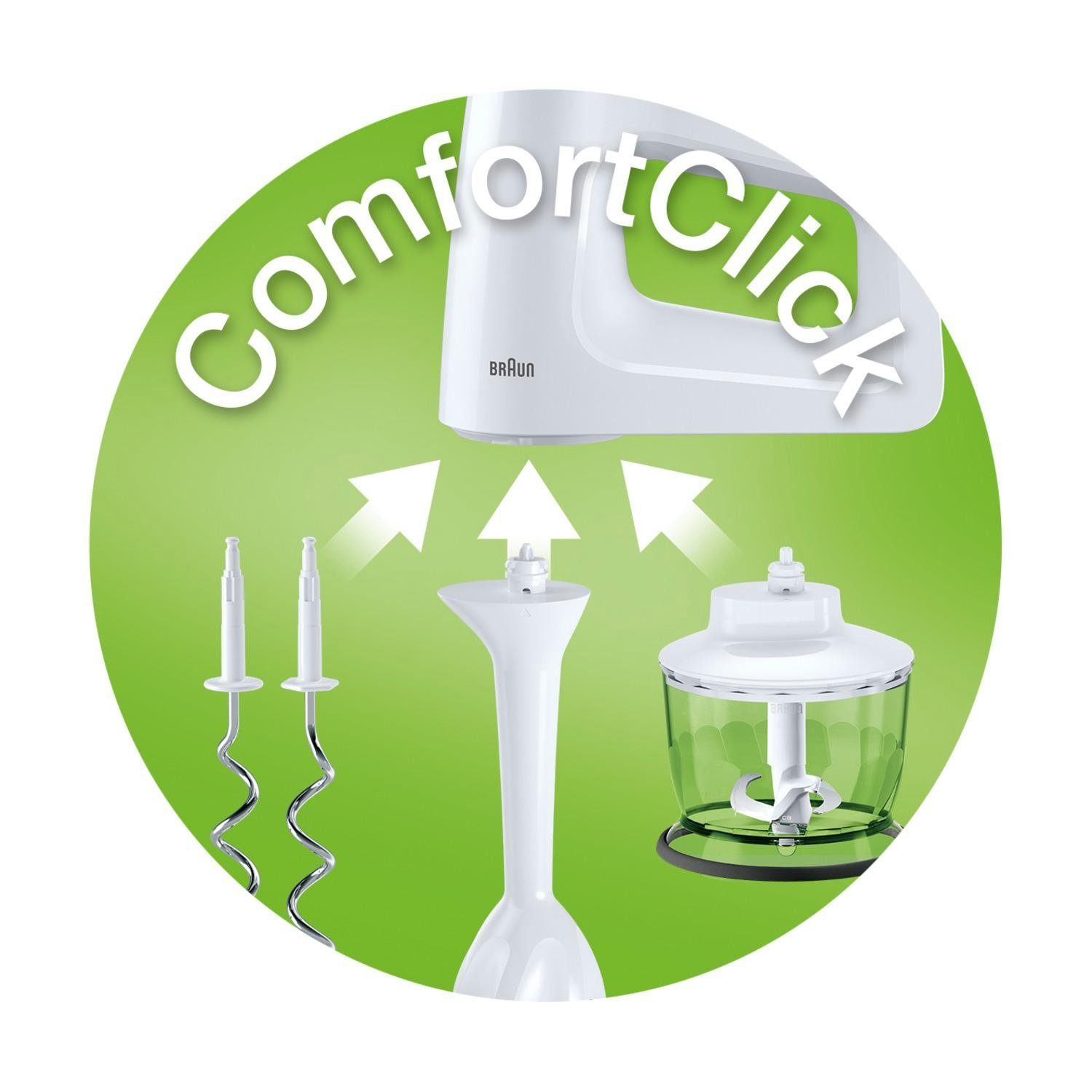 Braun Handmixer Multimix 3 HM 3105 WH, 500 W, 5 Geschwindigkeitsstufen, Turbo-Funktion