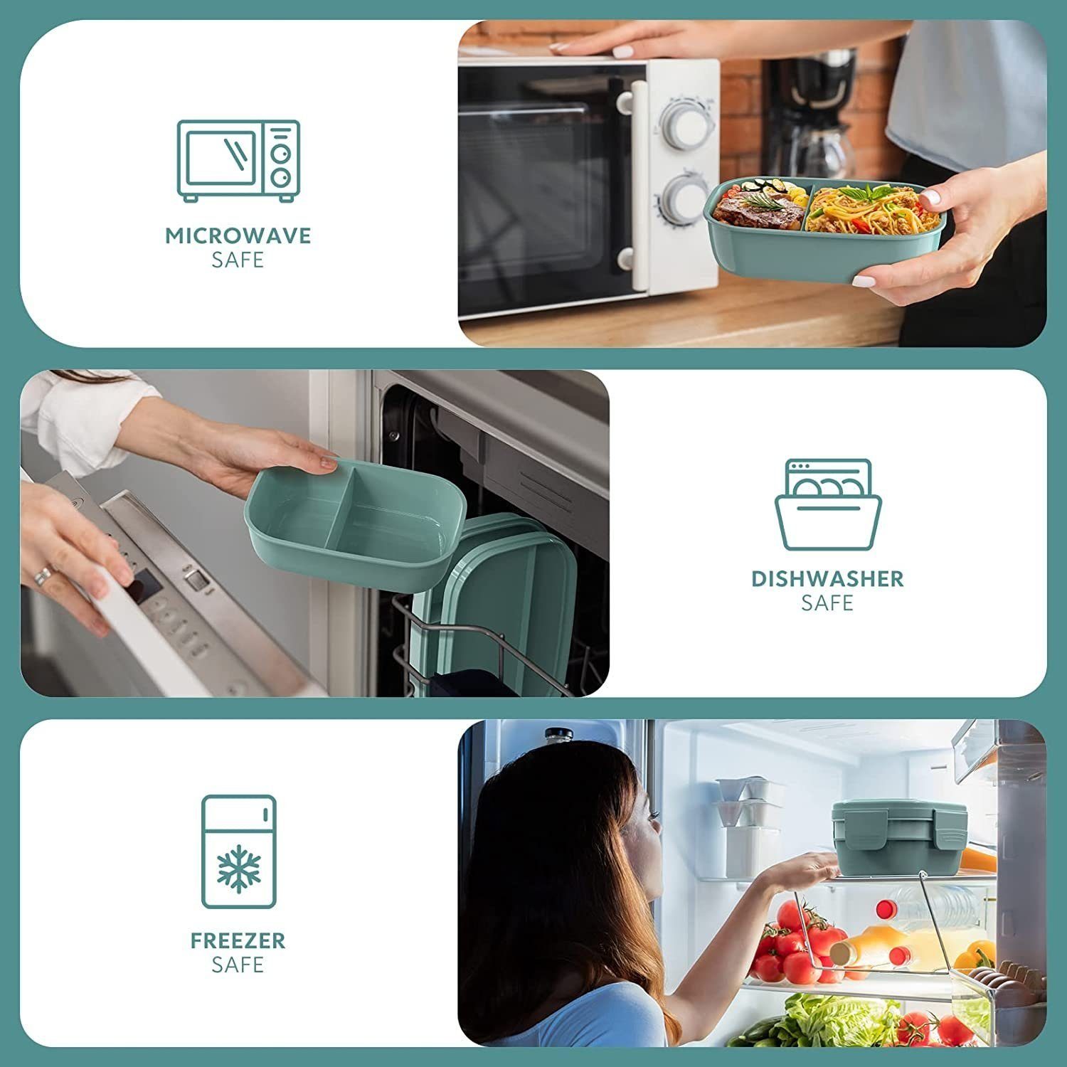 Welikera Frischhaltedose 1900 ml dreischichtige Lunchbox, Sicher und Geruchlos, Blau