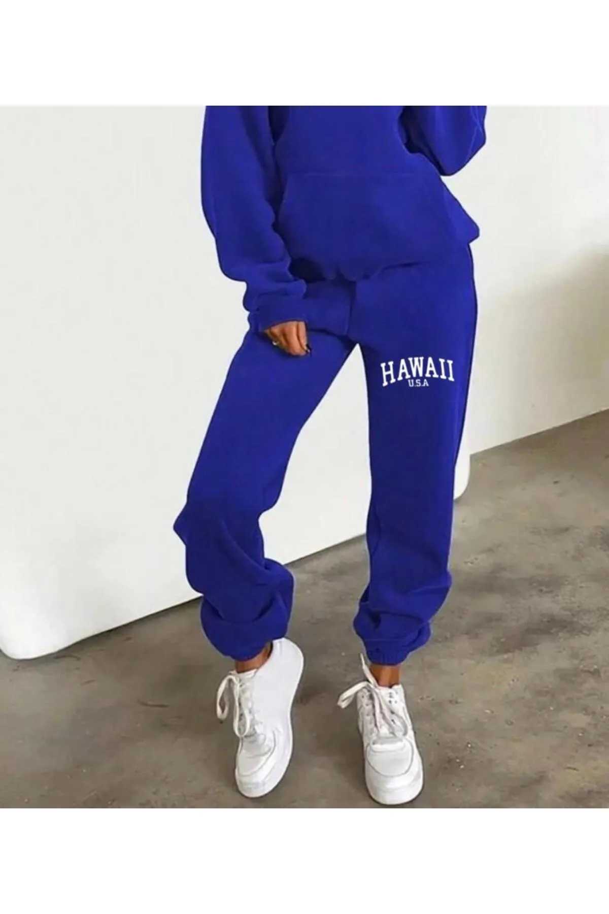 My Blog  Blaue hawaiianisch bedruckte Jogginghose von Saks für Damen mit elastischem Bund und Beinen