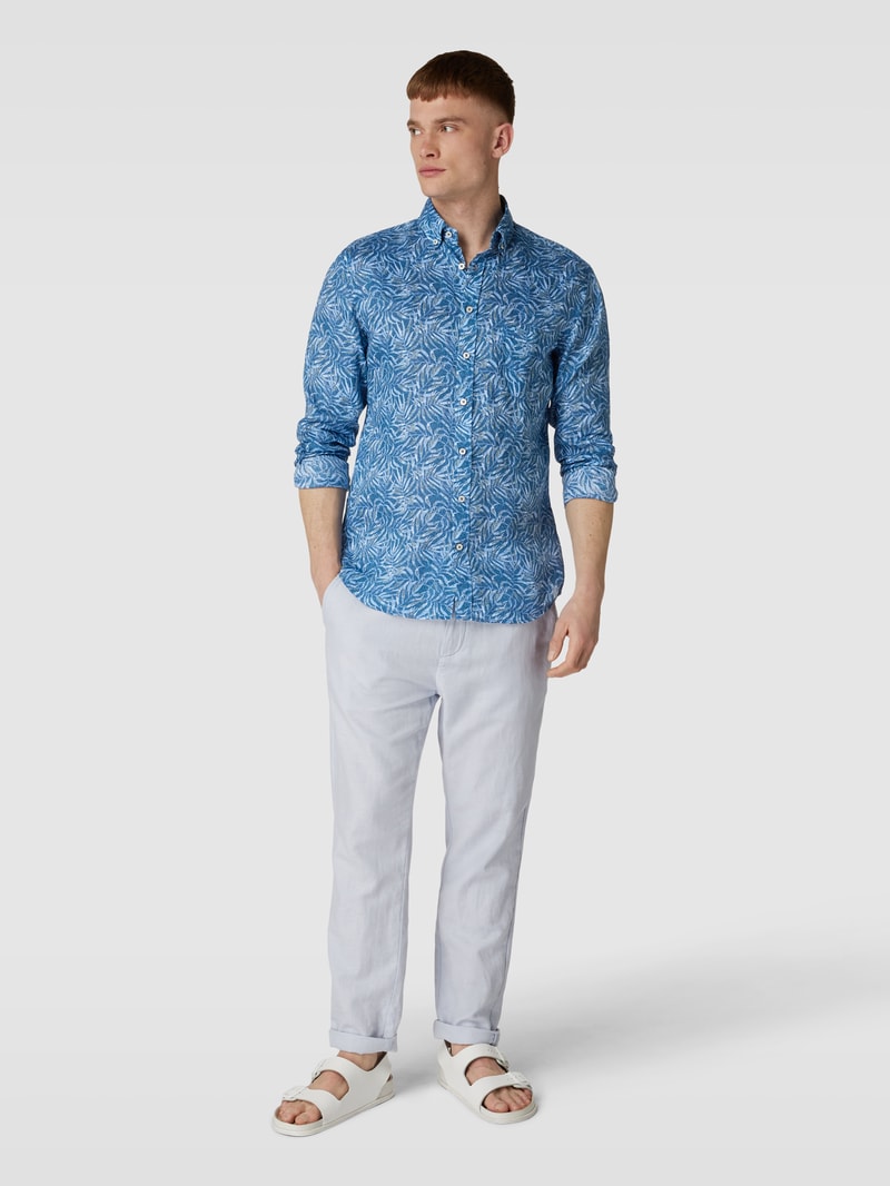 Freizeithemd mit Button-Down-Kragen in royalblau