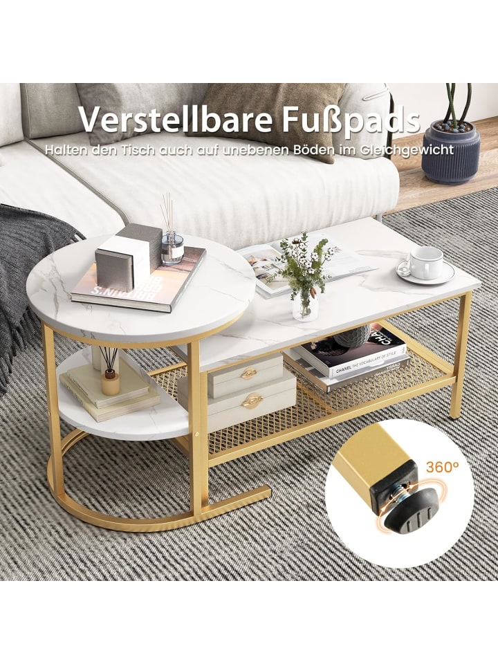 COSTWAY 2 tlg. Set Couchtisch in Gold günstig kaufen onesize