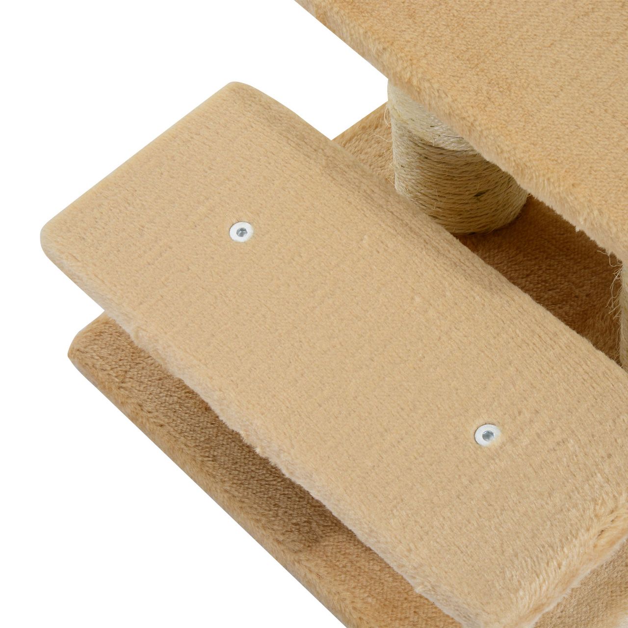 PawHut Tiertreppe Katzentreppe Hundetreppe 3 Stufen Treppe für Katze und Hunde Plüsch Creme 45 x 35 x 34 cm