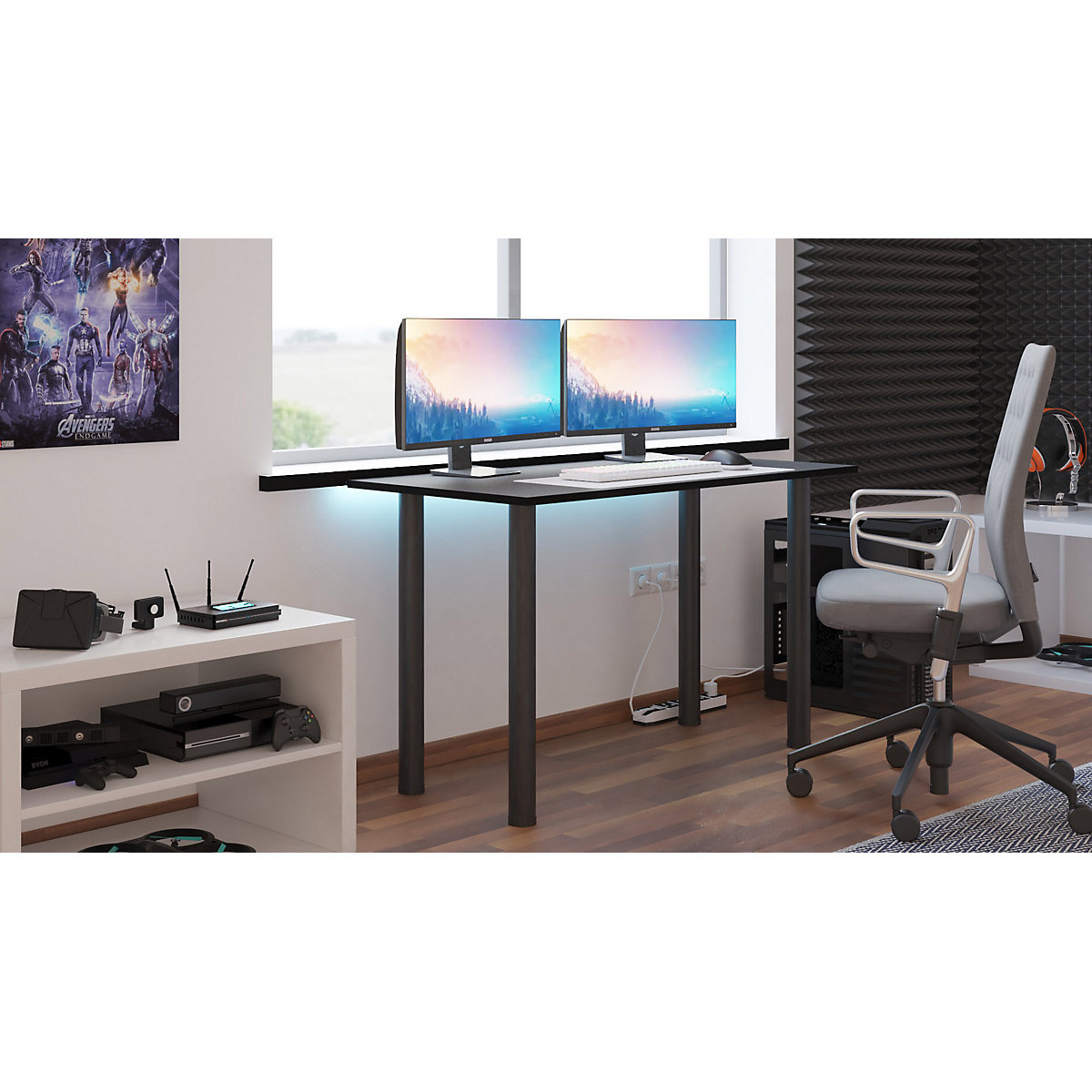 Gaming Schreibtisch mit LED Beleuchtung onesize