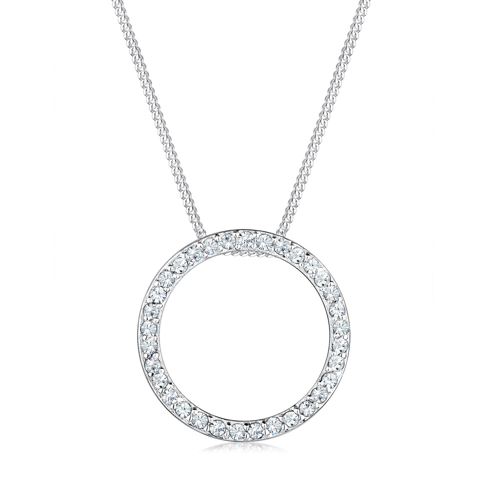 Elli Elli Collier Femmes Cercle Pendentif Classique avec Cristaux en Argent Sterling 9 collier