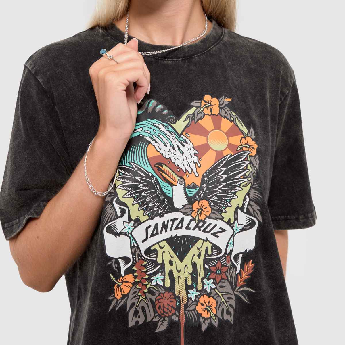 Santa Cruz – Svart blommig paradis-t-shirt