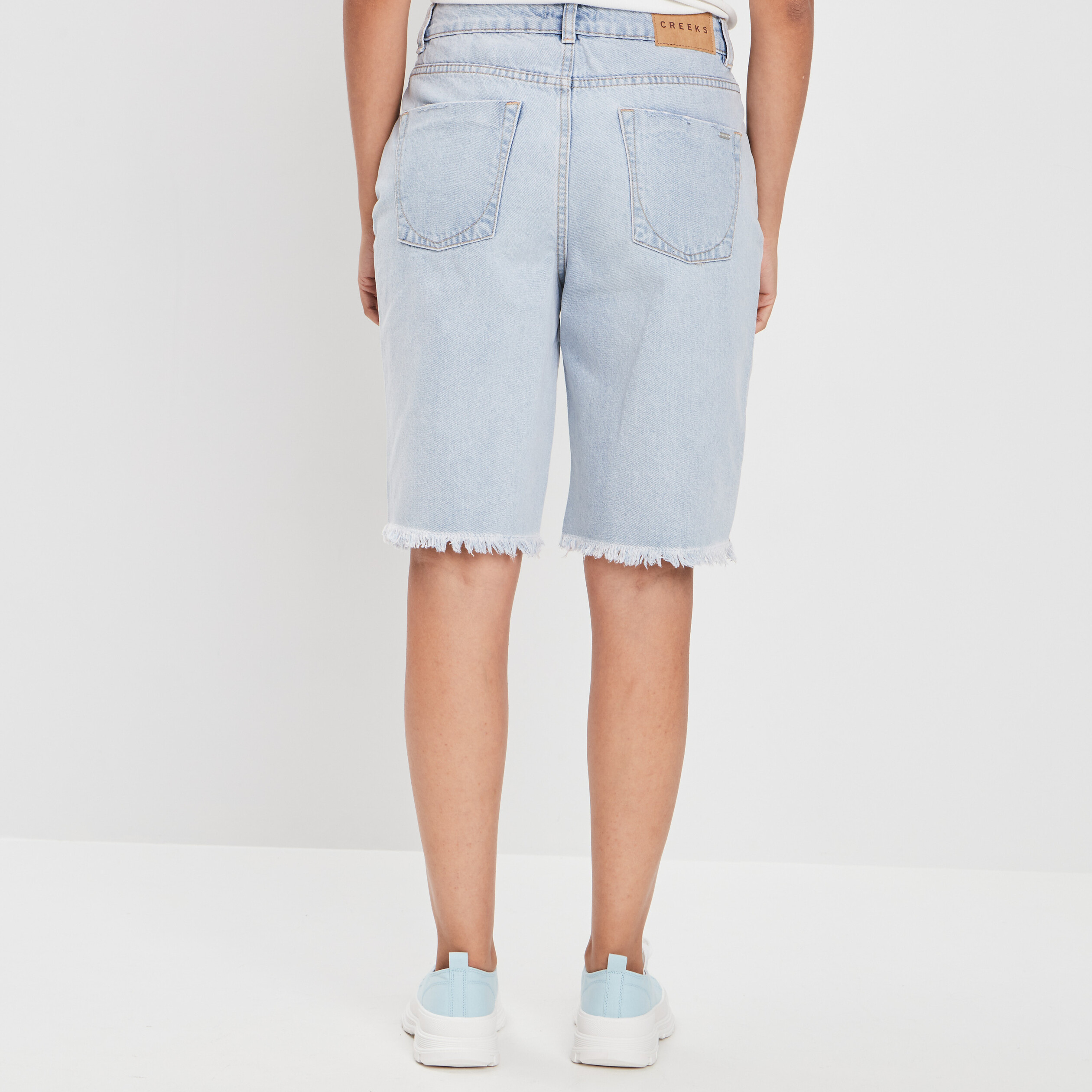 Bermuda droit en jean denim bleach femme | La Halle