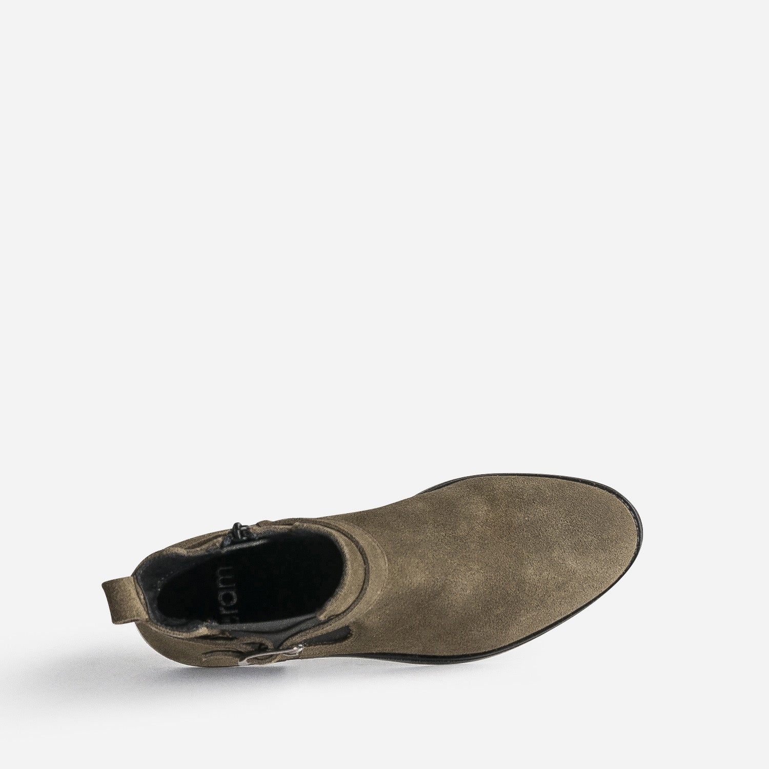 Boots kaki en cuir velours