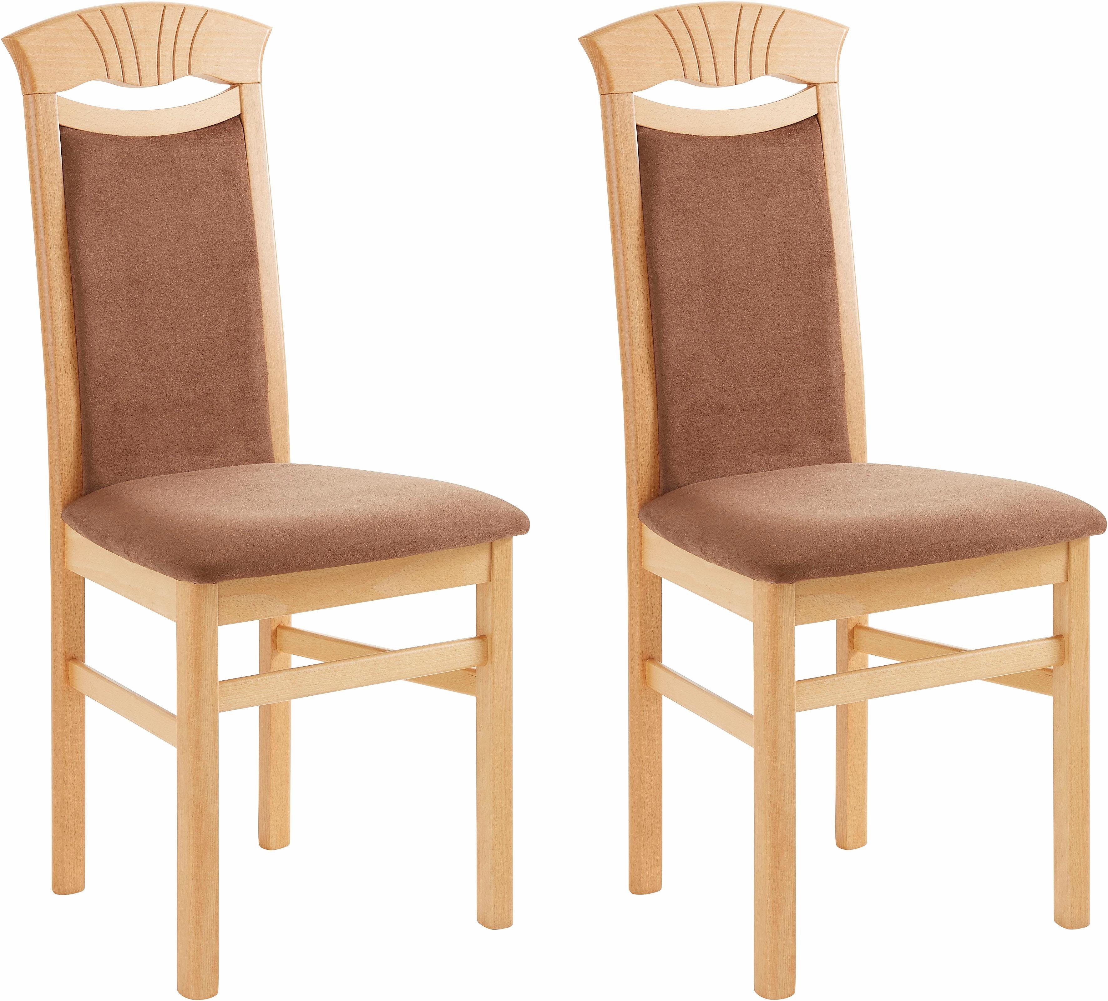 Home affaire 4-Fußstuhl Franz (Set, 2 St), strapazierfähige Microfaser, Gestell Buche natur oder weiß lackiert