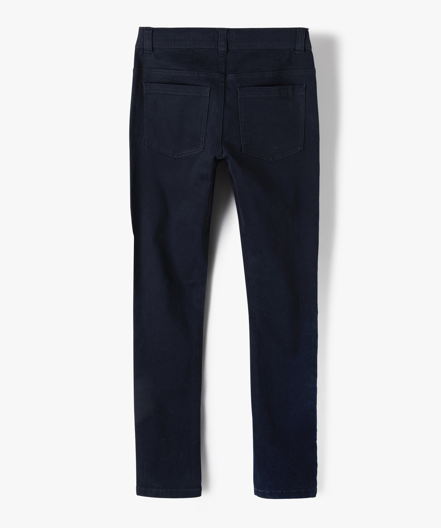 Pantalon Garçon coupe skinny en toile extensible marine | GEMO