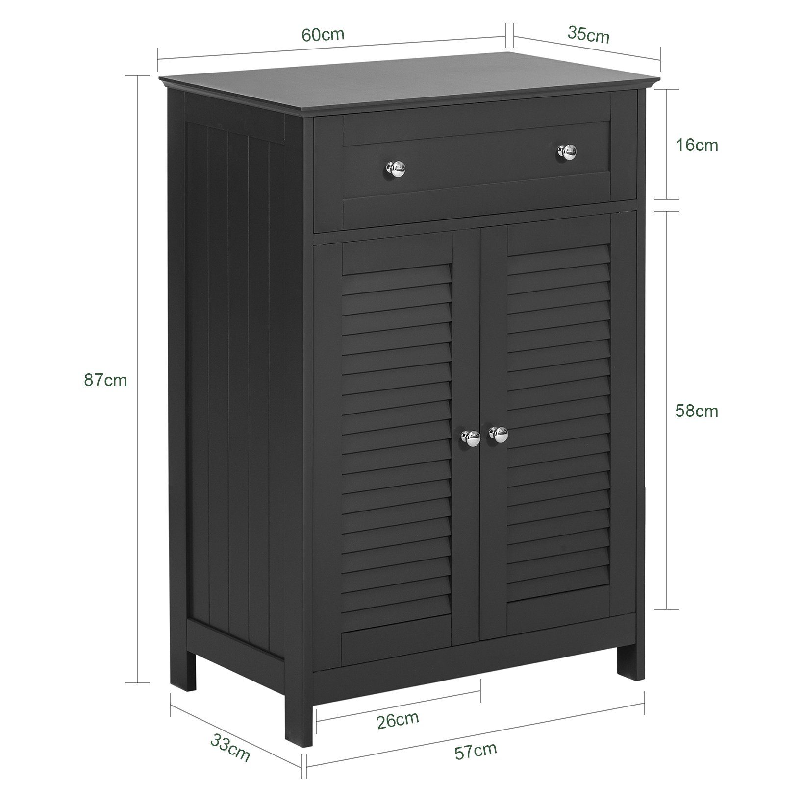 SoBuy Badkommode FRG238, mit Einer Schublade und Türen, Kommode Badschrank Sideboard