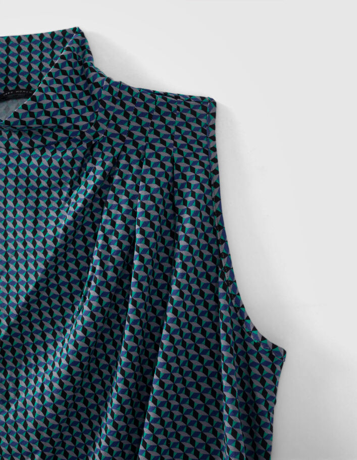 Tee-shirt bleu à imprimé optique Femme