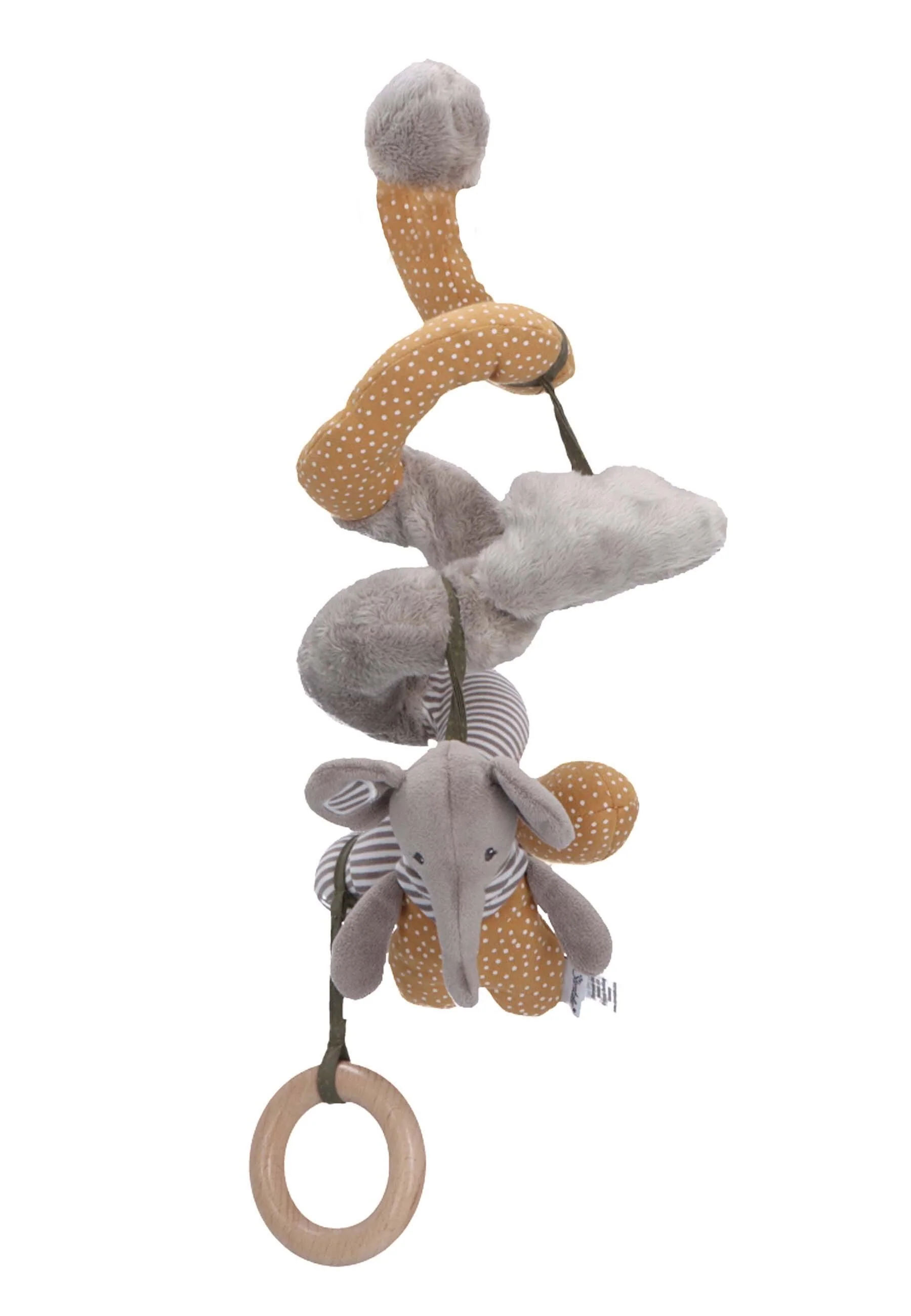 Spielzeugspirale Elefant Eddy in Grau mit Holzring