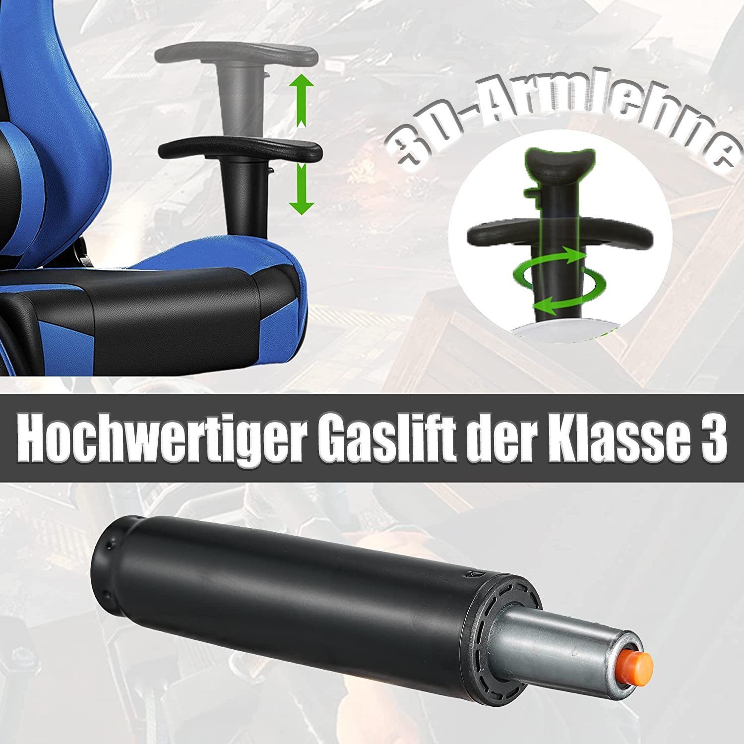 Femor Gaming Chair Gaming Stuhl, Gamer Stuhl 90°-160° Neigungswinkel