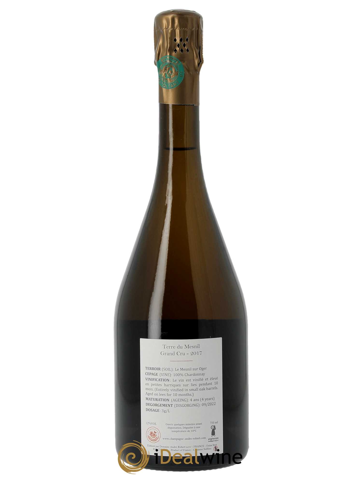Terre du Mesnil Blanc de blancs Grand Cru Brut André Robert  2017 - Lot de 1 Bouteille