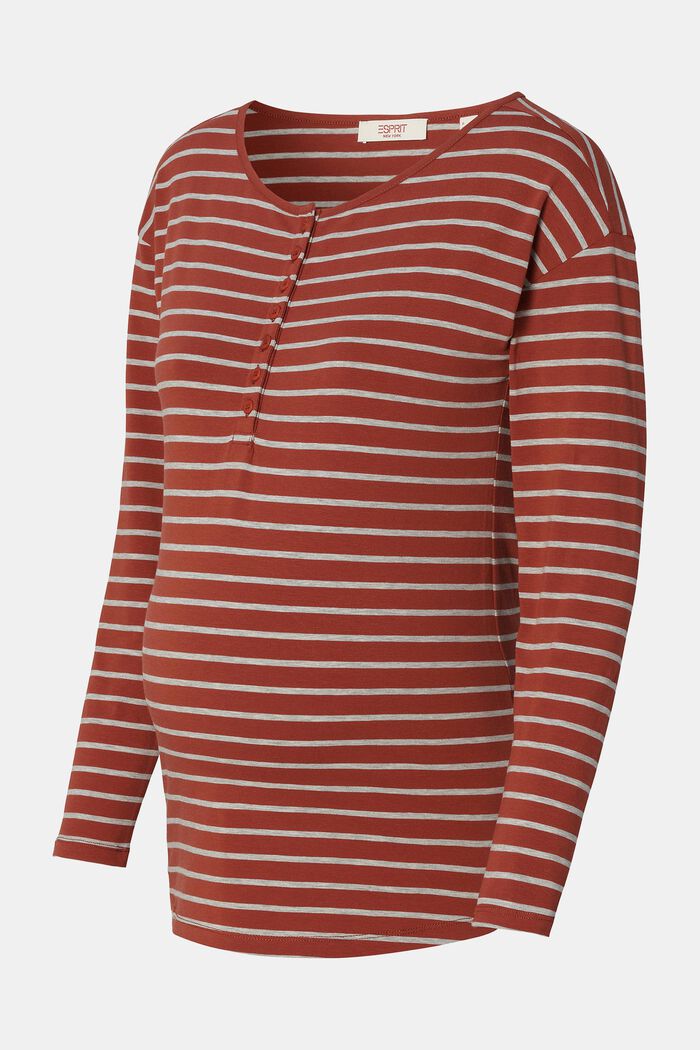 Gestreiftes Henley-Longsleeve mit Stillfunktion