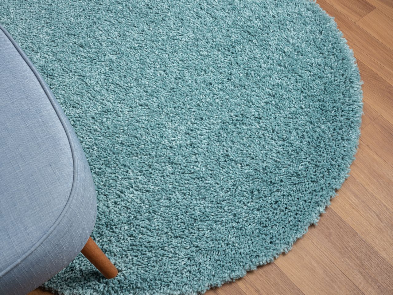 MyFlair Teppich Elodie, 100cm x 100cm, Farbe Hellblau, rund, Florhöhe 37mm