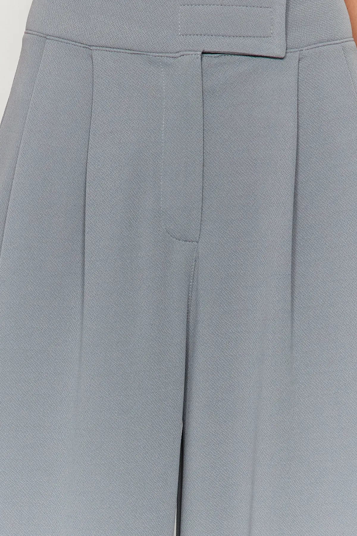 Trendyol Collection  Delfingraue Strickhose mit Klettverschluss, hoher Taille, Plissee, weitem Bein und weitem Schnitt TWOAW24PL00177