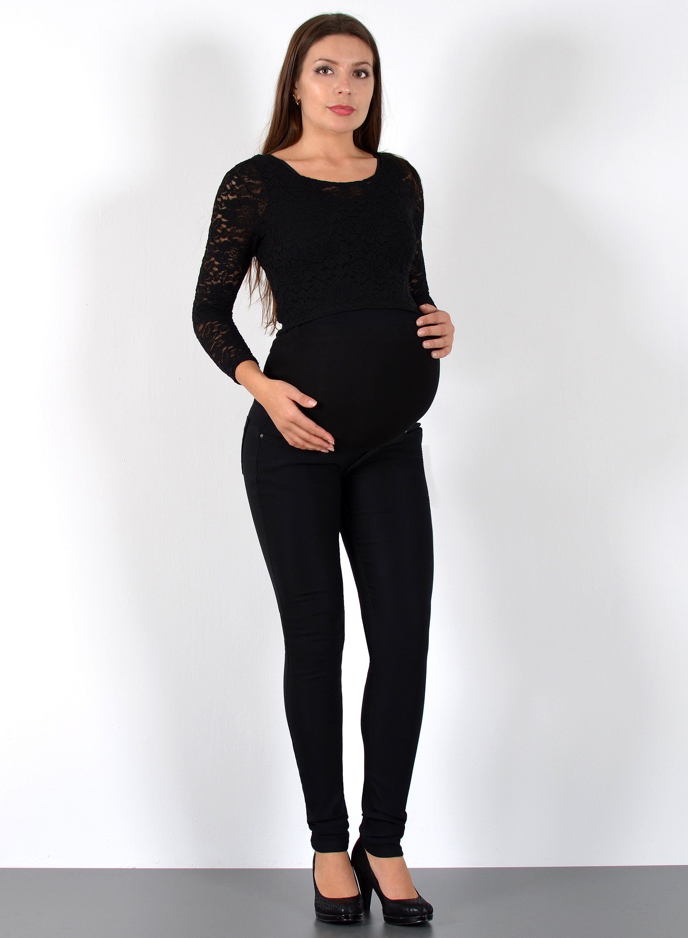 ESRA Umstandsjeans J530 Skinny Fit Schwangerschaftshose mit elastischem Bund, Schwangerschaftsjeans, mit hoher Leibhöhe und Stretch, bis Übergröße / Plussize Große Größe, Umstandshose für Schwangerschaft, Maternity Jeans Hose Umstandsjeans High Waist