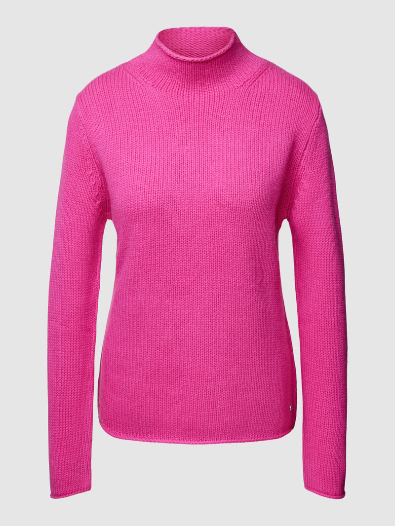 Strickpullover mit Stehkragen Modell 'Basic' in rosa