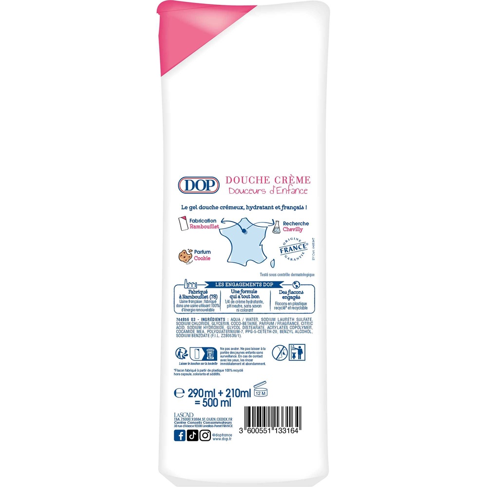 DOP Dop Douche Douceur d'Enfance Parfum Cookies au Chocolat 500ml Gel douche