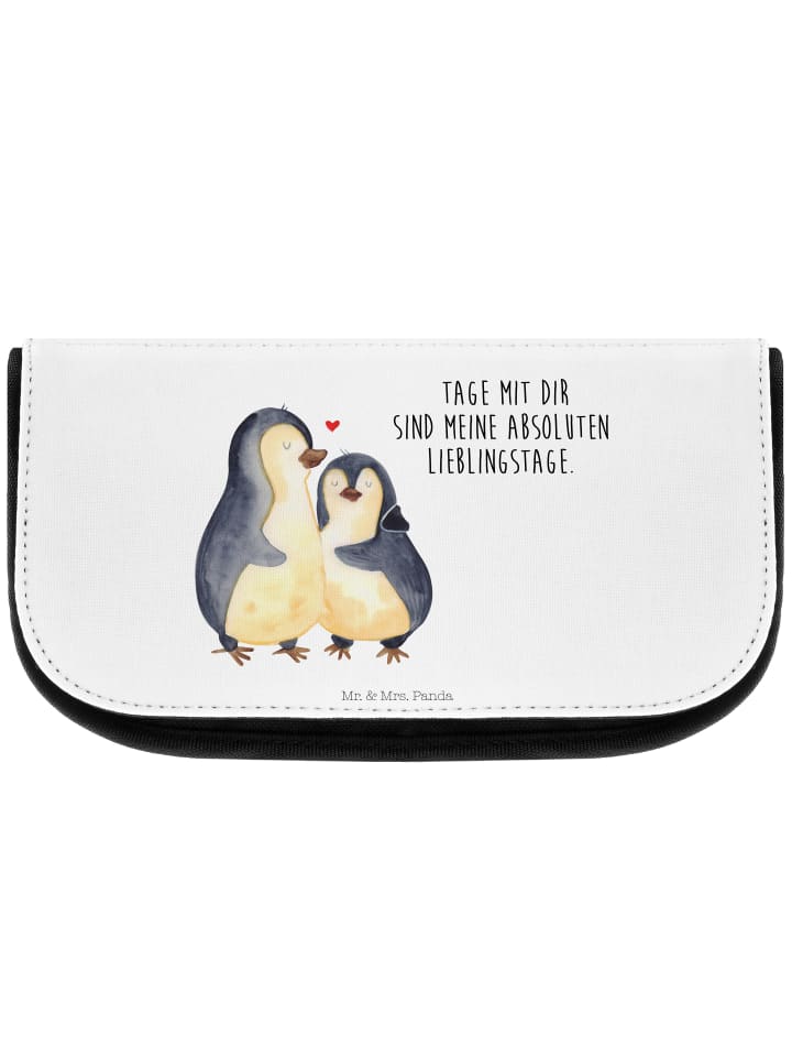 Mr. & Mrs. Panda Kosmetiktasche Pinguin umarmen mit Spruch in Weiß günstig kaufen onesize