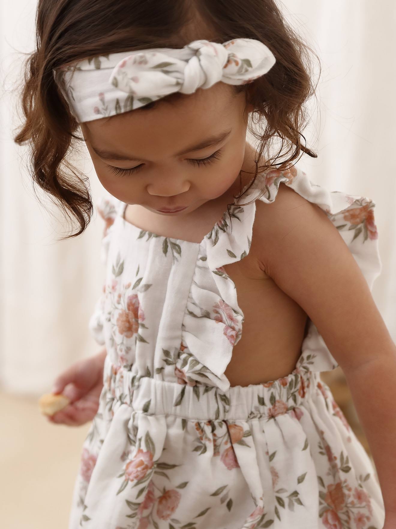 Vertbaudet Baby-Set: Kleid, Spielhose & Haarband - weiß