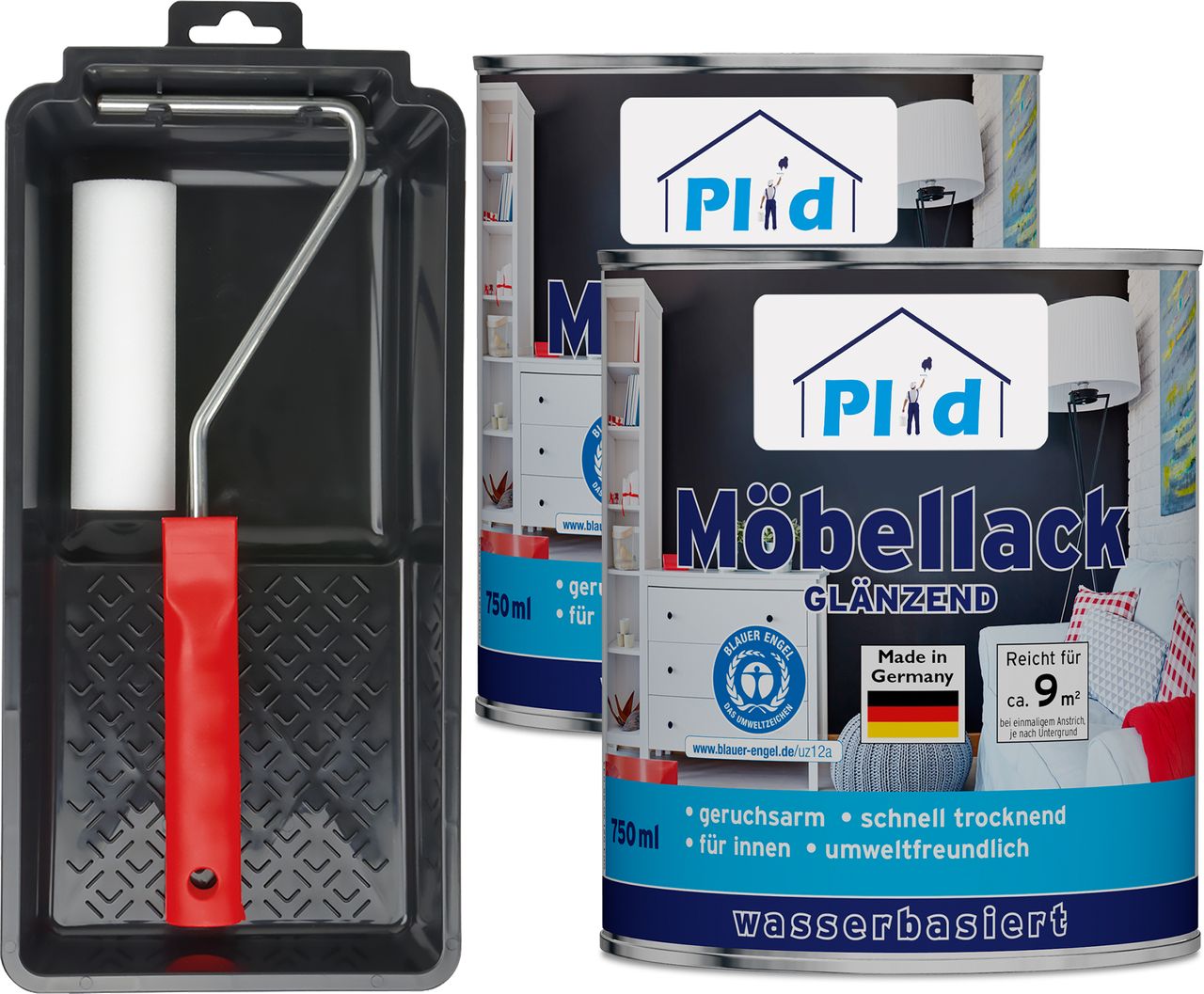 Plid Premium Möbellack Weisslack Türenlack Holzlack Lackierset Weiß - Glänzend