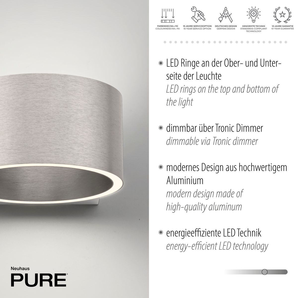 Paul Neuhaus LED Wandlampe Pure Clipse Aluminium