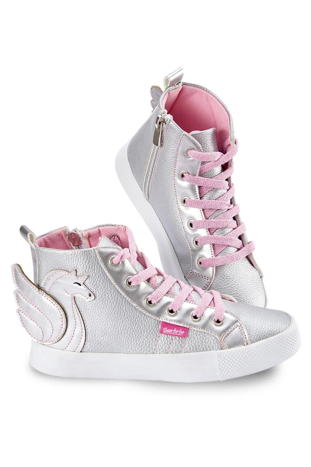 Denokids  Silberne Mädchen-Sneaker mit geflügeltem Einhorn