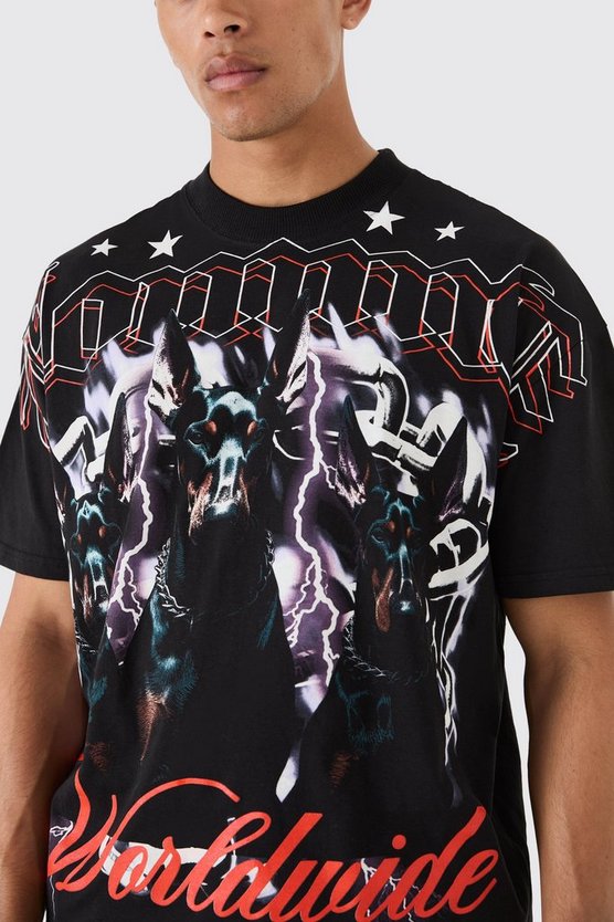 Oversize T-Shirt mit Homme Dog Print