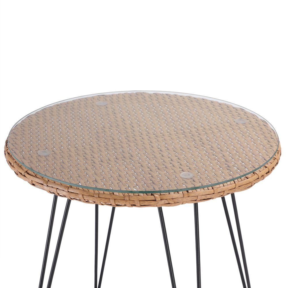 Casaria Balkonset Bali, (3-tlg), 5cm Auflagen Wetterfest 5mm Sicherheitsglasplatte Höhenverstellbar