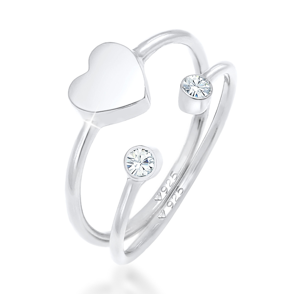 Elli Elli Bague Bague à empiler en cristal pour dames, sertie d'argent 925 Bague