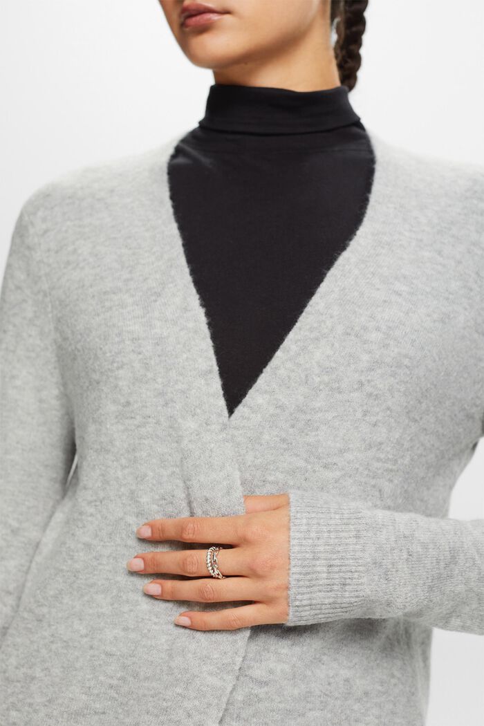 Langer, offener Cardigan aus Wollmix