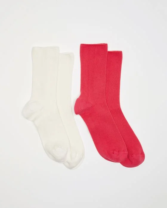 Lot de 2 paires de chaussettes maille côtelée coton biologique majoritaire