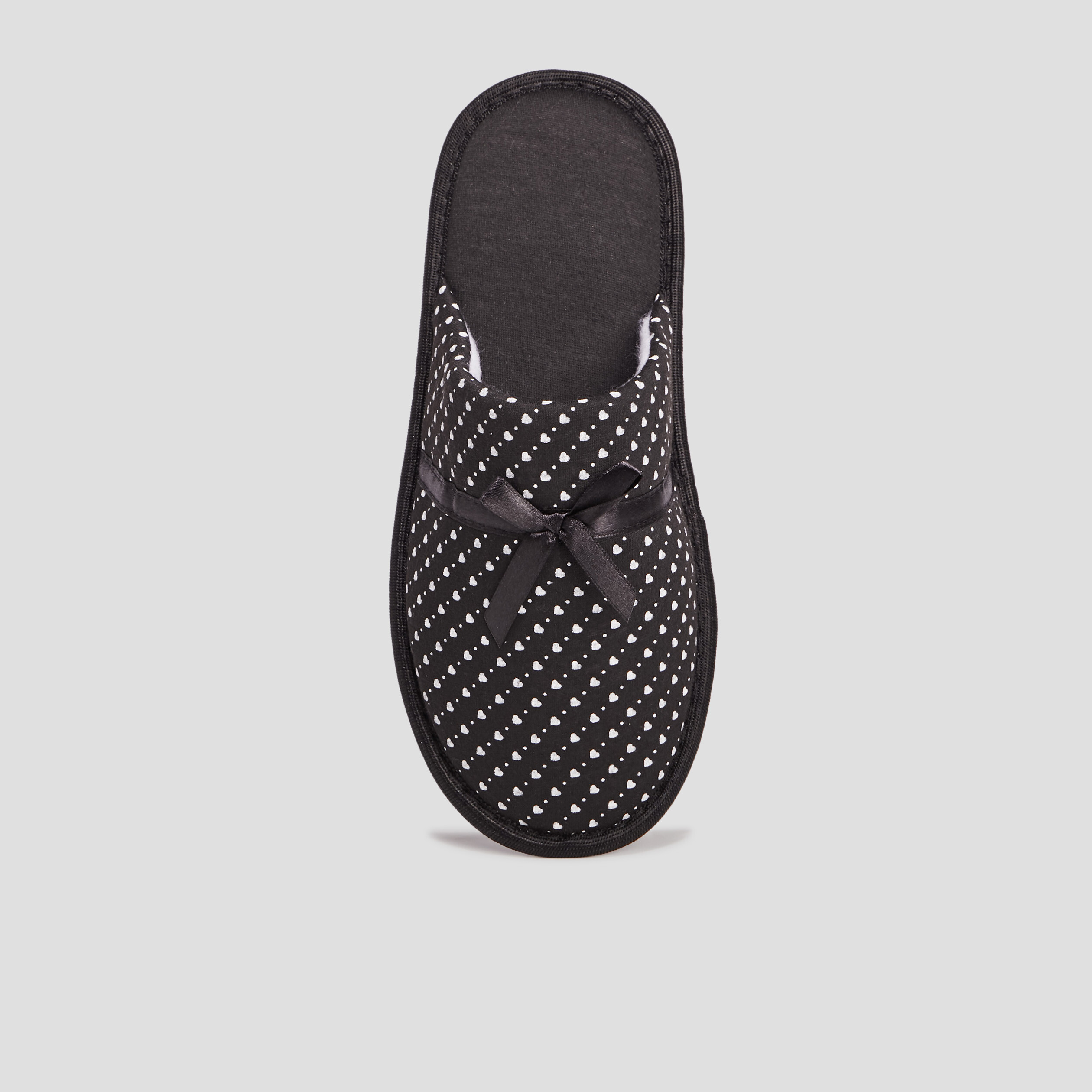 Chaussons mules petits coeurs noir femme | La Halle