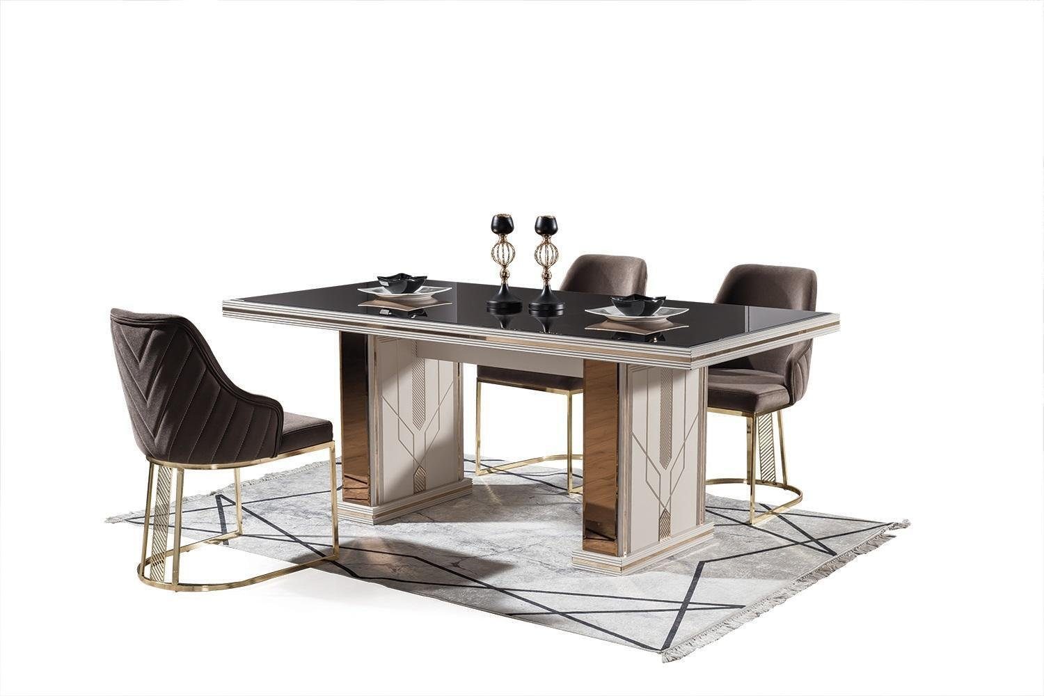 JVmoebel Esszimmer-Set Luxus Esszimmer Set Esstisch mit 4x Stühle Neu Komplett Modern, (5-St., Esstisch, 4x Stühle), Made in Europa
