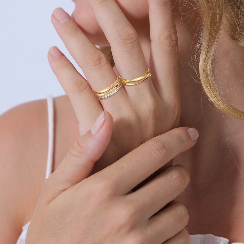 Elli Elli Bague Femmes Pile Bande filigrane set de 5 avec cristaux en argent sterling  Bague