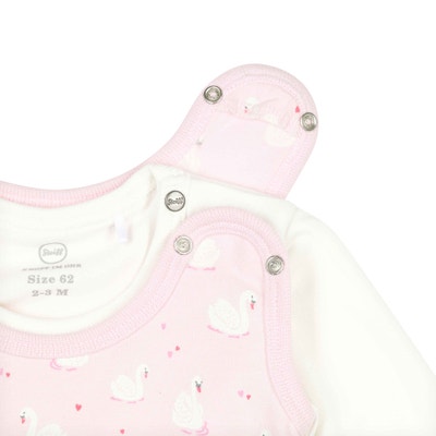 Set Strampler + T-Shirt langarm, rosa für Mädchen