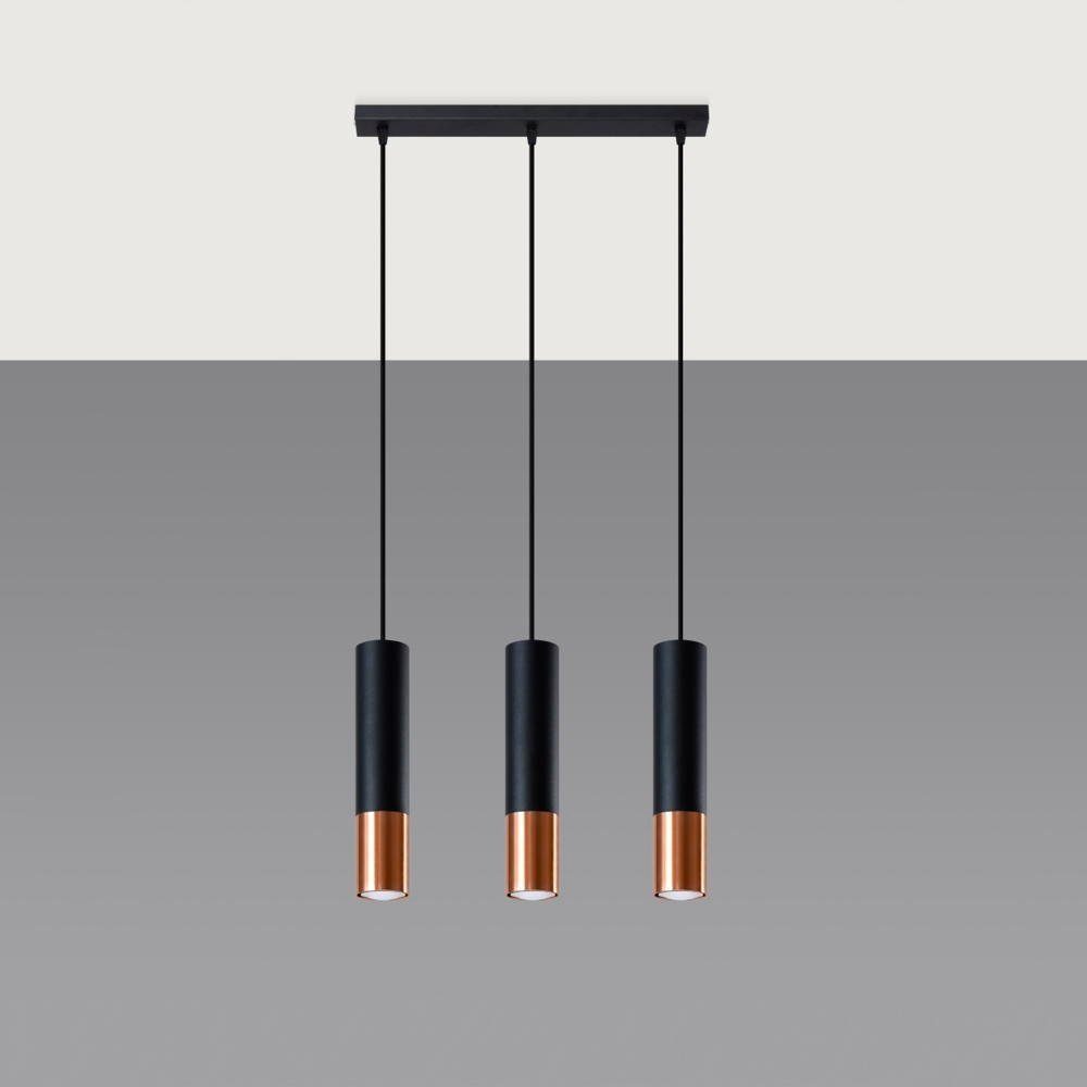 famlights Hängeleuchte, Pendelleuchte Loys in Schwarz und Roségold GU10 3-flammig, keine Angabe, Leuchtmittel enthalten: Nein, warmweiss, Hängeleuchte, Pendellampe, Pendelleuchte