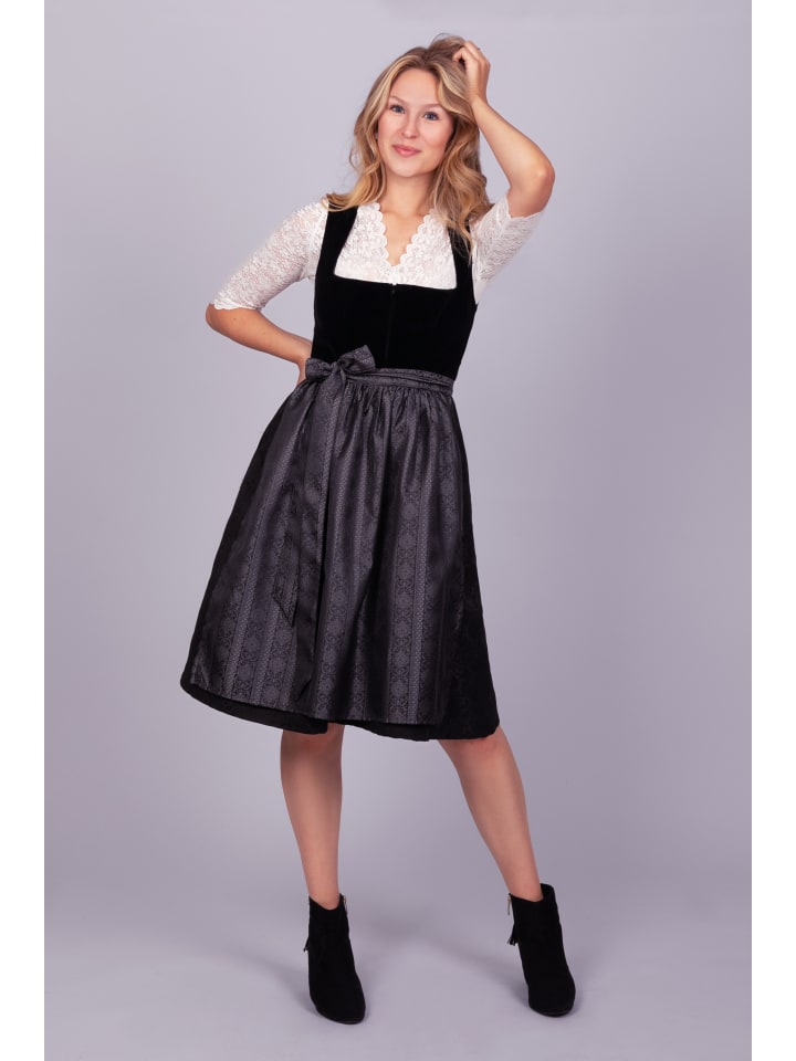 Edelnice Midi Dirndl Evi Samt Schwarz in schwarz günstig kaufen