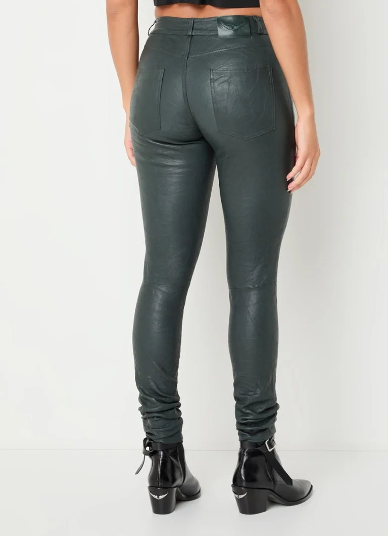 Pantaloni din piele de miel Phlame de la Zadig&Voltaire, talie medie, croială mulată.