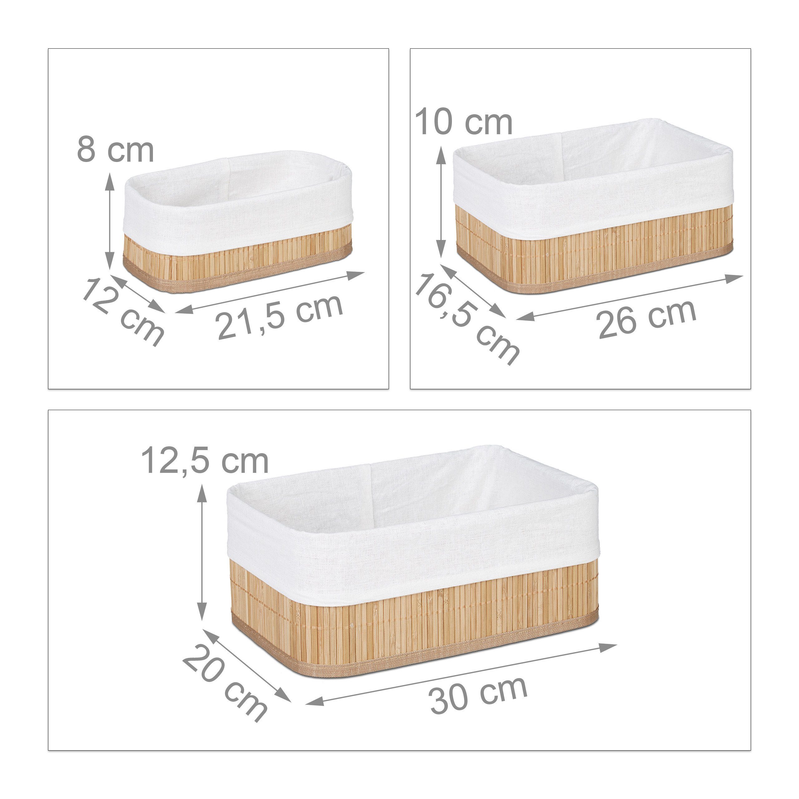 relaxdays Aufbewahrungskorb Aufbewahrungskorb Bad 3 teiliges Set, Natur