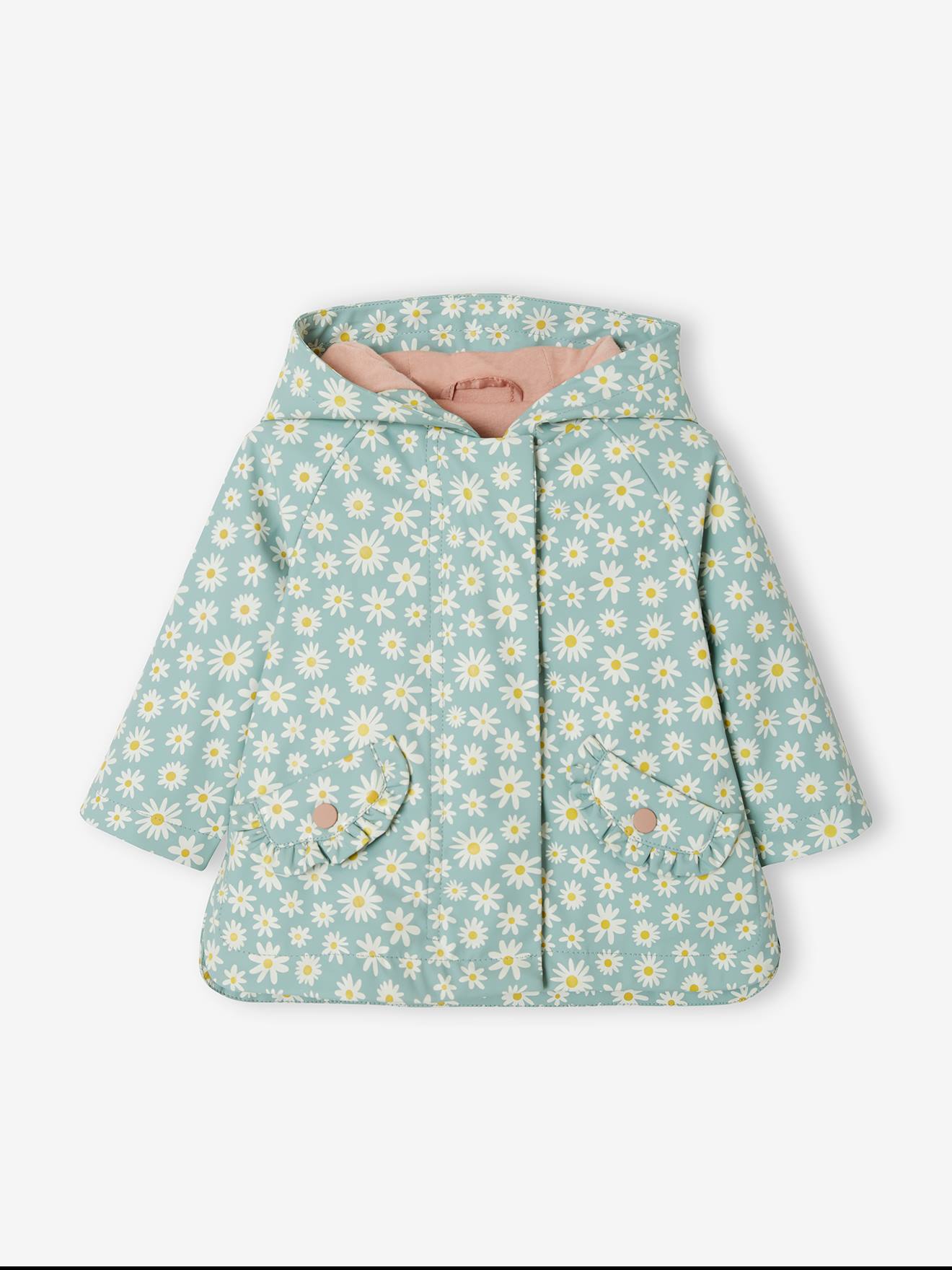Vertbaudet Mädchen Baby Regenjacke - aquamarin gänseblümchen