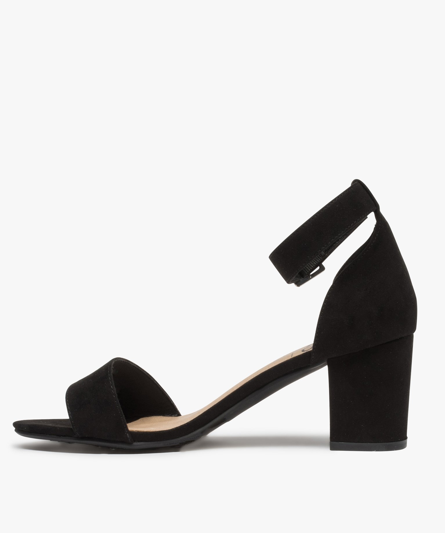 Sandales femme à talon unies coupe spéciale pied large noir | GEMO